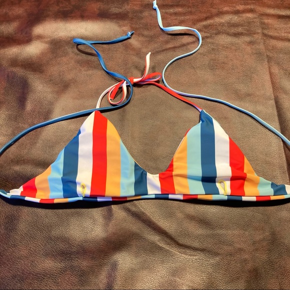 Striped Triangle Bikini Tie Top - Picture 5 of 7